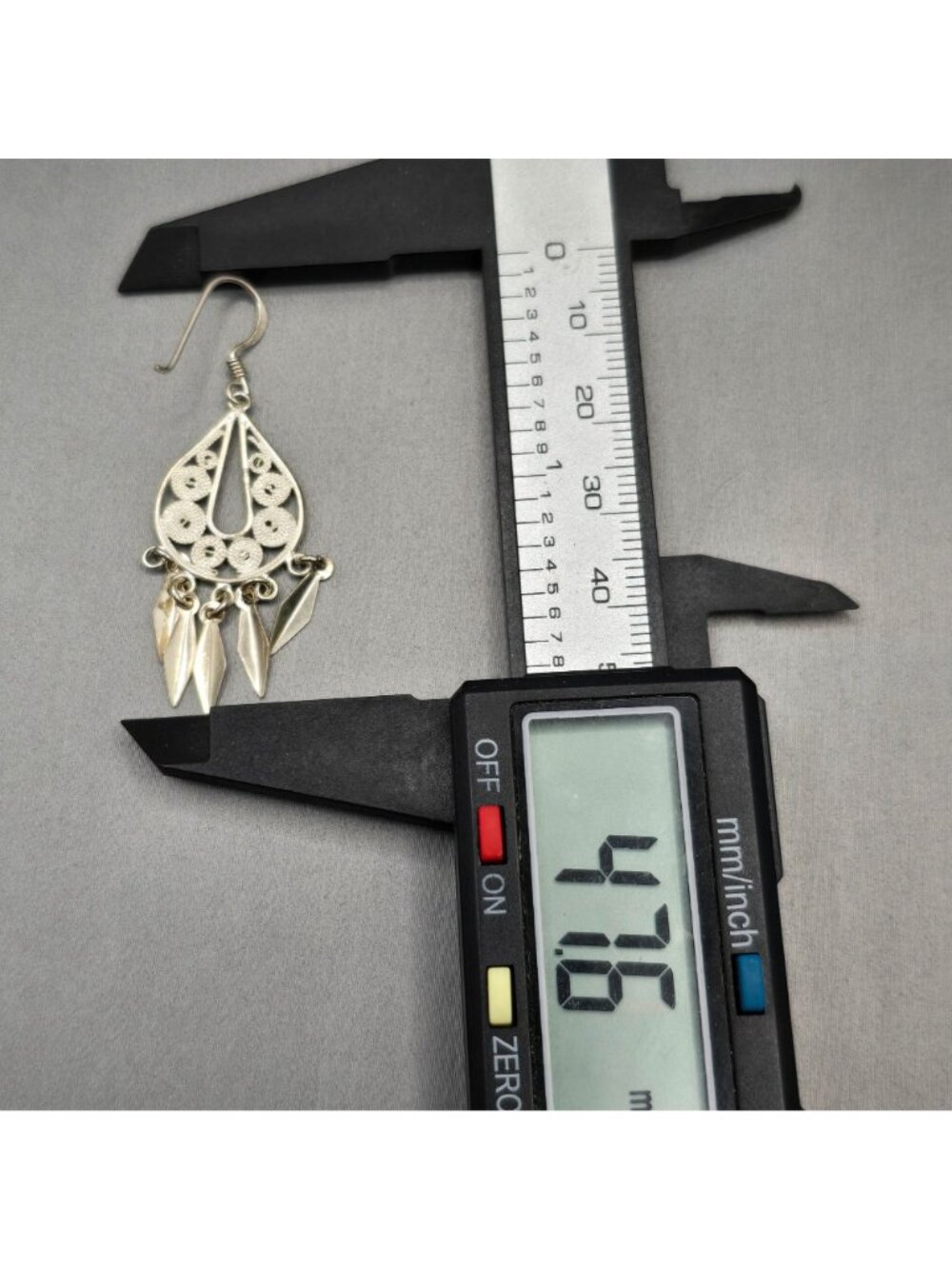 Vintage Sterling Silver Filigree Chandelier Earrings 1.75" Bali Drop Dangle - Picture 7 of 9